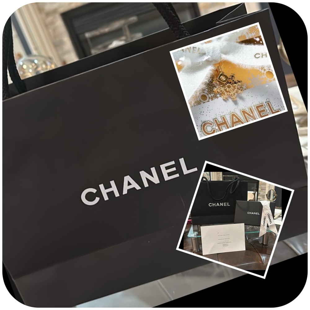 Authentic CHANEL Gift Box, Bag & Ribbon and 2024 CHANEL Beauty Snowflake Charm